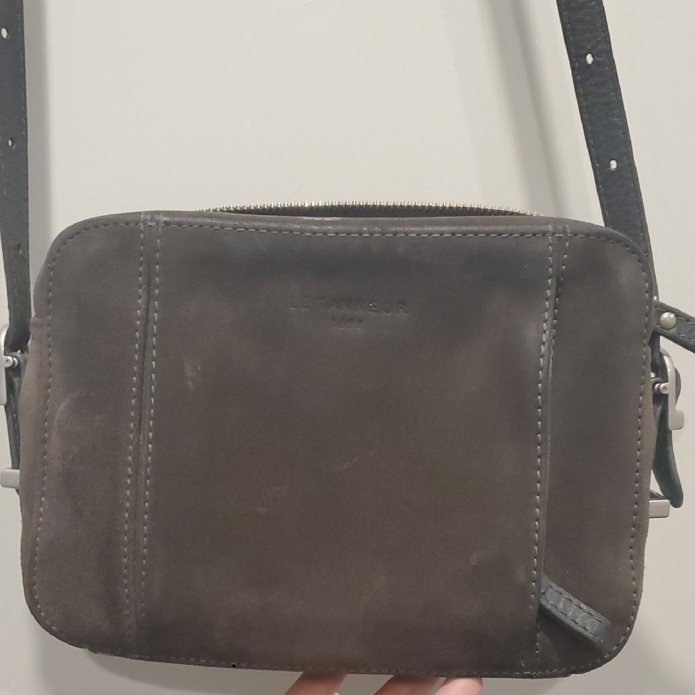 Le Tanneur -  Grey Leather Crossbody Bag